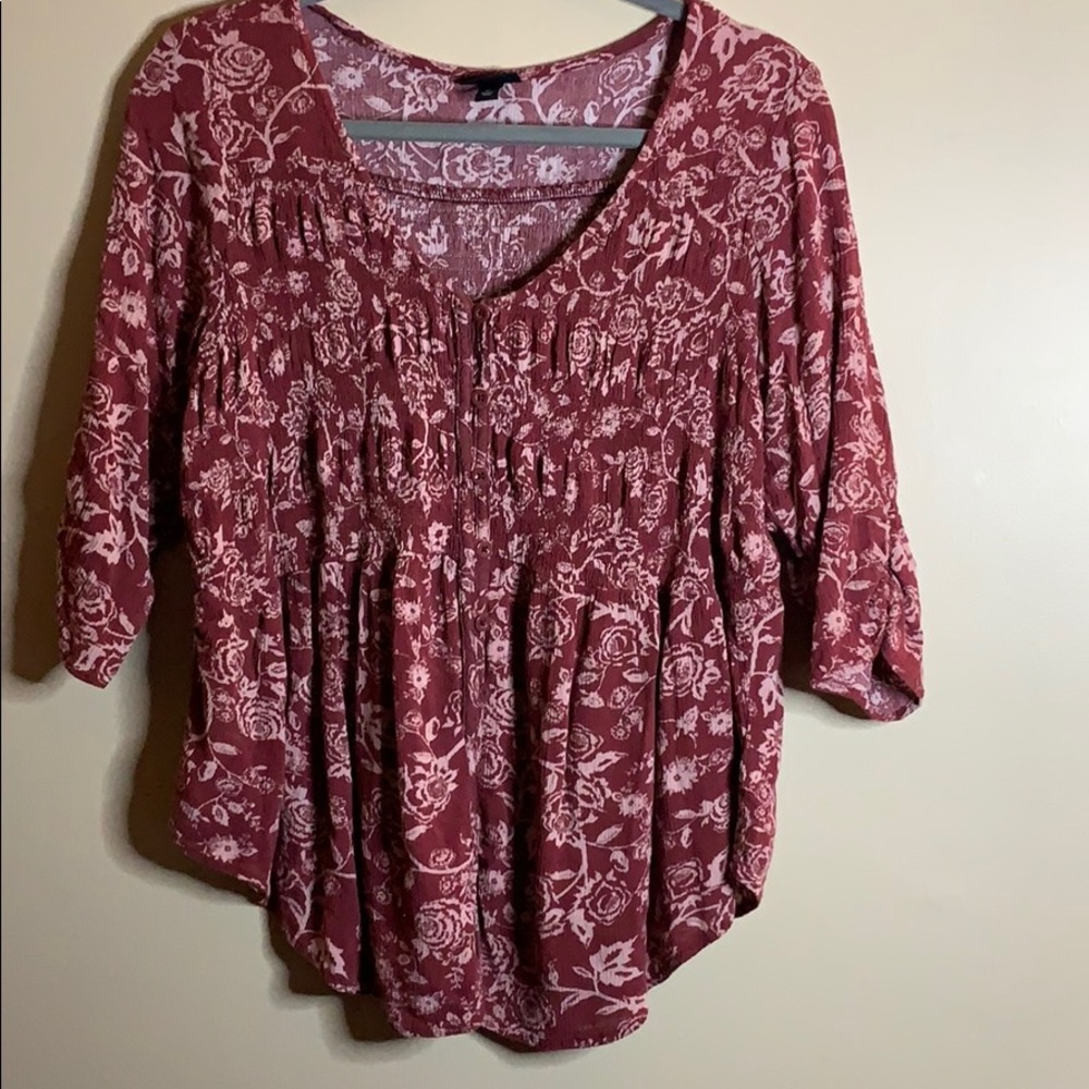 Torrid size 0 red/pink cute top 3/4 sleeves